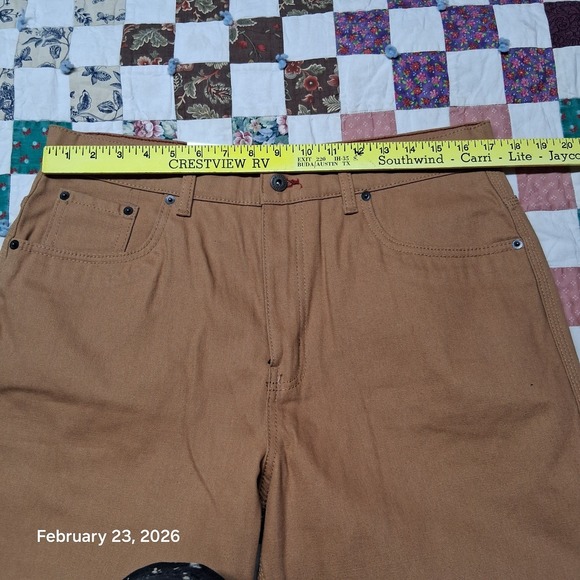 NWT Field & Forest Brown Duck Canvas Pants Size 34x34 Stain Resistant Straight - Picture 10 of 14
